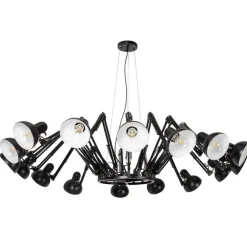 QAZQA Industriële hanglamp zwart 16-lichts verstelbaar - Hobby Spinne