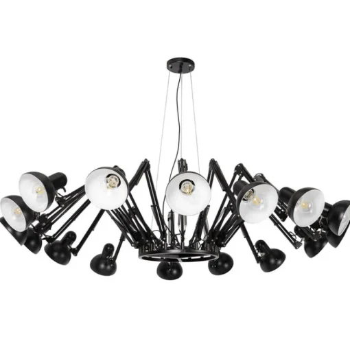 QAZQA Industriële hanglamp zwart 16-lichts verstelbaar - Hobby Spinne