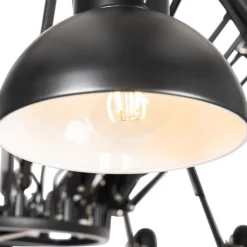 QAZQA Industriële hanglamp zwart 16-lichts verstelbaar - Hobby Spinne