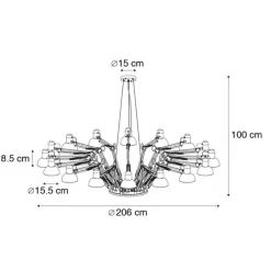 QAZQA Industriële hanglamp zwart 16-lichts verstelbaar - Hobby Spinne