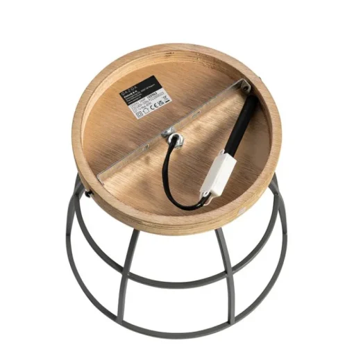 QAZQA Industriële plafondlamp donkergrijs met hout - Arthur