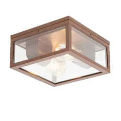 QAZQA Industriële plafondlamp roestbruin IP44  2-lichts - Charlois