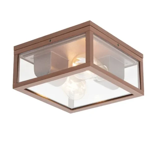 QAZQA Industriële plafondlamp roestbruin IP44  2-lichts - Charlois
