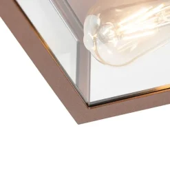 QAZQA Industriële plafondlamp roestbruin IP44  2-lichts - Charlois