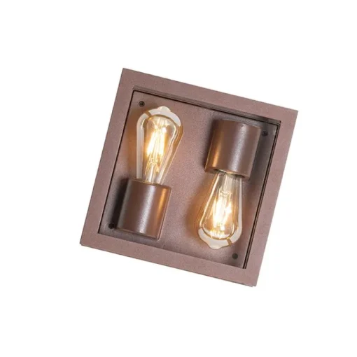 QAZQA Industriële plafondlamp roestbruin IP44  2-lichts - Charlois