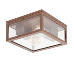 QAZQA Industriële plafondlamp roestbruin IP44  2-lichts - Charlois