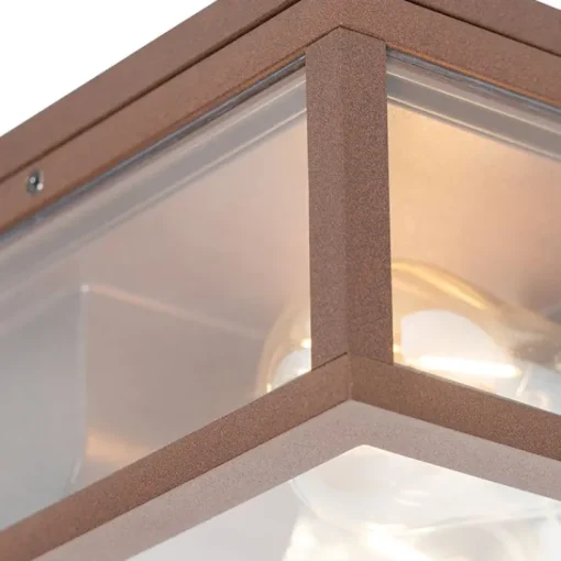 QAZQA Industriële plafondlamp roestbruin IP44  2-lichts - Charlois