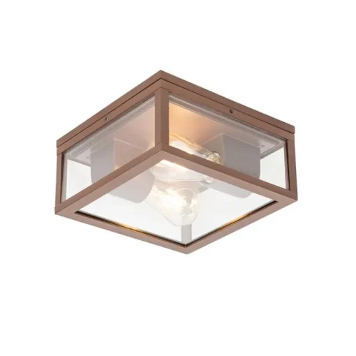 QAZQA Industriële plafondlamp roestbruin IP44  2-lichts - Charlois
