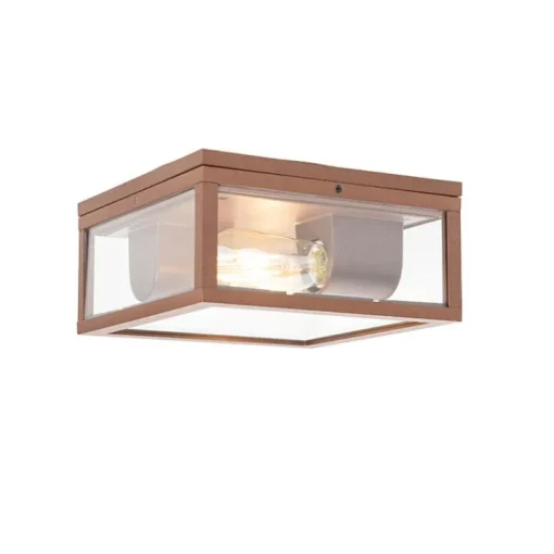 QAZQA Industriële plafondlamp roestbruin IP44  2-lichts - Charlois