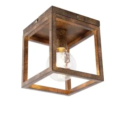 QAZQA Industriële plafondlamp roestbruin - Cage