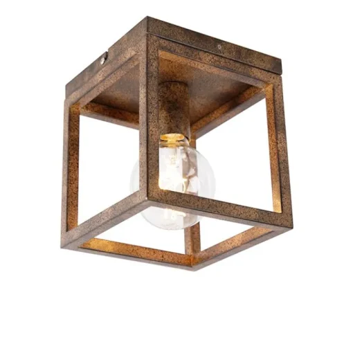 QAZQA Industriële plafondlamp roestbruin - Cage