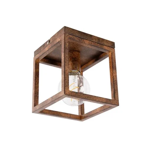 QAZQA Industriële plafondlamp roestbruin - Cage