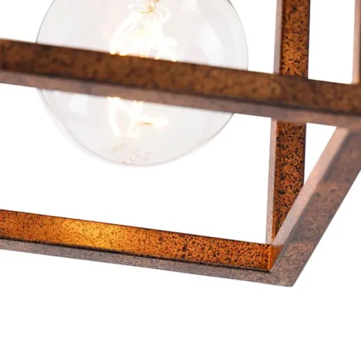 QAZQA Industriële plafondlamp roestbruin - Cage
