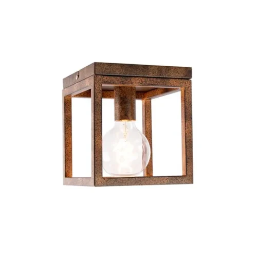 QAZQA Industriële plafondlamp roestbruin - Cage