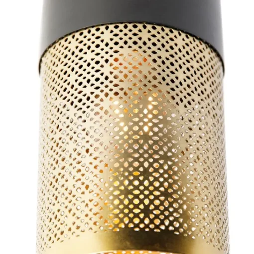 QAZQA Industriële plafondlamp zwart met goud - Raspi