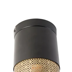 QAZQA Industriële plafondlamp zwart met goud - Raspi