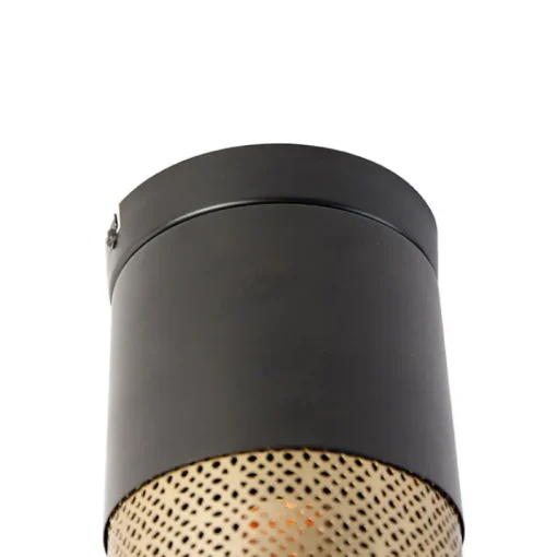 QAZQA Industriële plafondlamp zwart met goud - Raspi