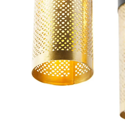 QAZQA Industriële plafondlamp zwart met goud rond 3-lichts - Raspi