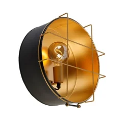 QAZQA Industriële plafondlamp zwart met goud 35 cm - Barril