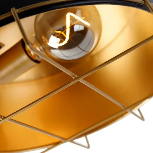 QAZQA Industriële plafondlamp zwart met goud 35 cm - Barril