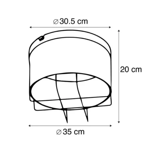 QAZQA Industriële plafondlamp zwart met goud 35 cm - Barril
