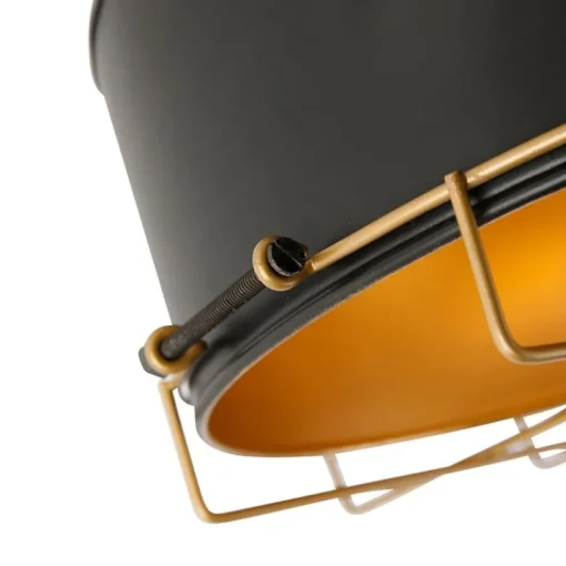 QAZQA Industriële plafondlamp zwart met goud 35 cm - Barril