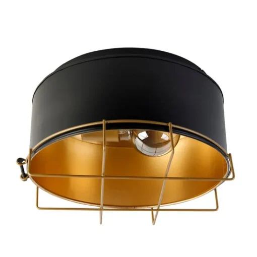 QAZQA Industriële plafondlamp zwart met goud 35 cm - Barril