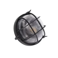 QAZQA Industriële ronde wandlamp zwart IP44 - Noutica