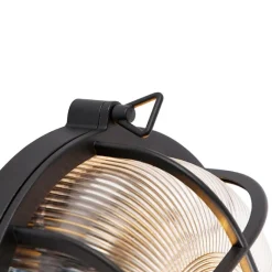 QAZQA Industriële ronde wandlamp zwart IP44 - Noutica