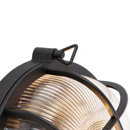 QAZQA Industriële ronde wandlamp zwart IP44 - Noutica