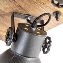 QAZQA Industriële spot donkergrijs met mango hout 3-lichts - Mangoes