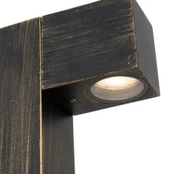 QAZQA Industriële staande buitenlamp antiek goud 80 cm IP44 - Baleno