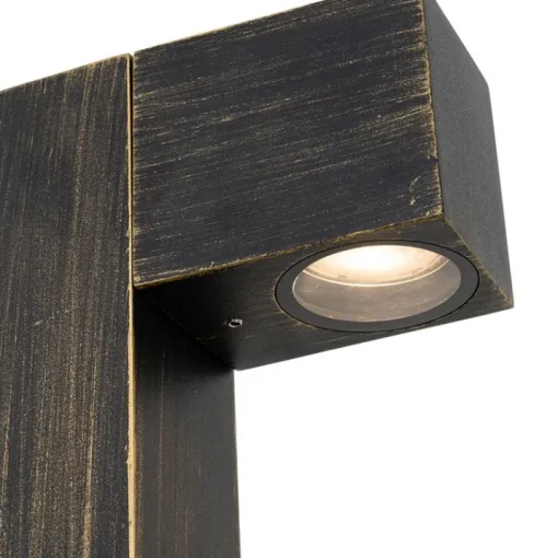 QAZQA Industriële staande buitenlamp antiek goud 80 cm IP44 - Baleno