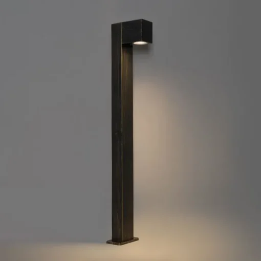 QAZQA Industriële staande buitenlamp antiek goud 80 cm IP44 - Baleno