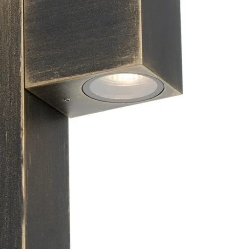 QAZQA Industriële staande buitenlamp antiek goud 65 cm IP44 - Baleno