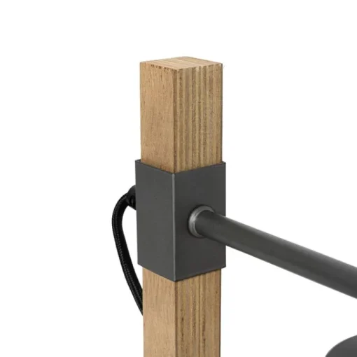 QAZQA Industriële tafellamp donkergrijs met hout - Arthur