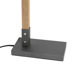 QAZQA Industriële tafellamp donkergrijs met hout - Arthur