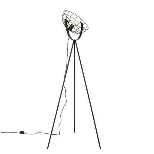 QAZQA Industriële tripod vloerlamp zwart 35 cm verstelbaar - Hanze