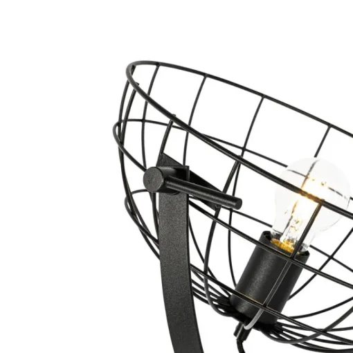 QAZQA Industriële tripod vloerlamp zwart 35 cm verstelbaar - Hanze