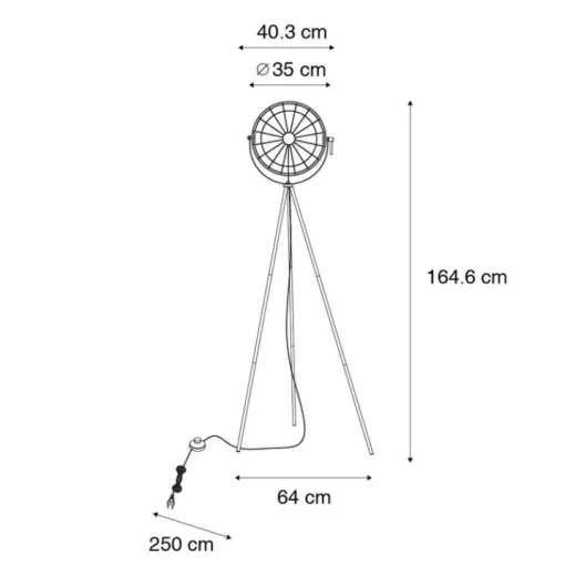 QAZQA Industriële tripod vloerlamp zwart 35 cm verstelbaar - Hanze