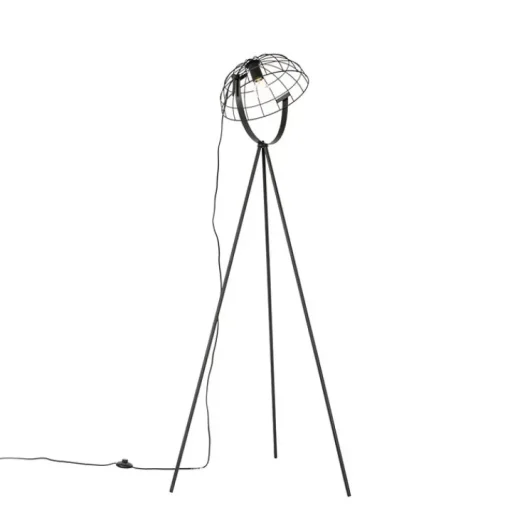 QAZQA Industriële tripod vloerlamp zwart 35 cm verstelbaar - Hanze