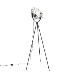QAZQA Industriële tripod vloerlamp zwart 35 cm verstelbaar - Hanze