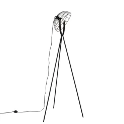 QAZQA Industriële tripod vloerlamp zwart 35 cm verstelbaar - Hanze