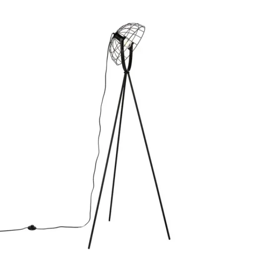 QAZQA Industriële tripod vloerlamp zwart 35 cm verstelbaar - Hanze