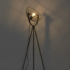 QAZQA Industriële tripod vloerlamp zwart 35 cm verstelbaar - Hanze