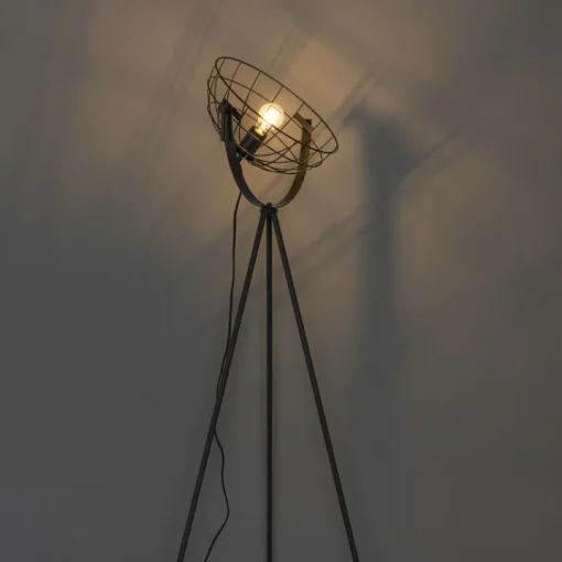 QAZQA Industriële tripod vloerlamp zwart 35 cm verstelbaar - Hanze