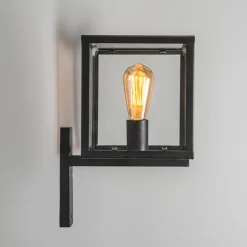 QAZQA Industriële vierkante buitenwandlamp zwart IP23 - Rotterdam