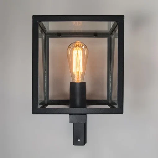 QAZQA Industriële vierkante buitenwandlamp zwart IP23 - Rotterdam