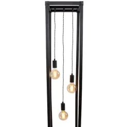 QAZQA Industriële vloerlamp zwart 3-lichts - Big Cage
