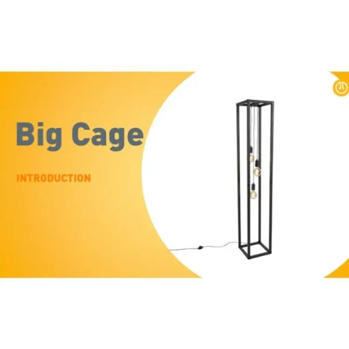 QAZQA Industriële vloerlamp zwart 3-lichts - Big Cage